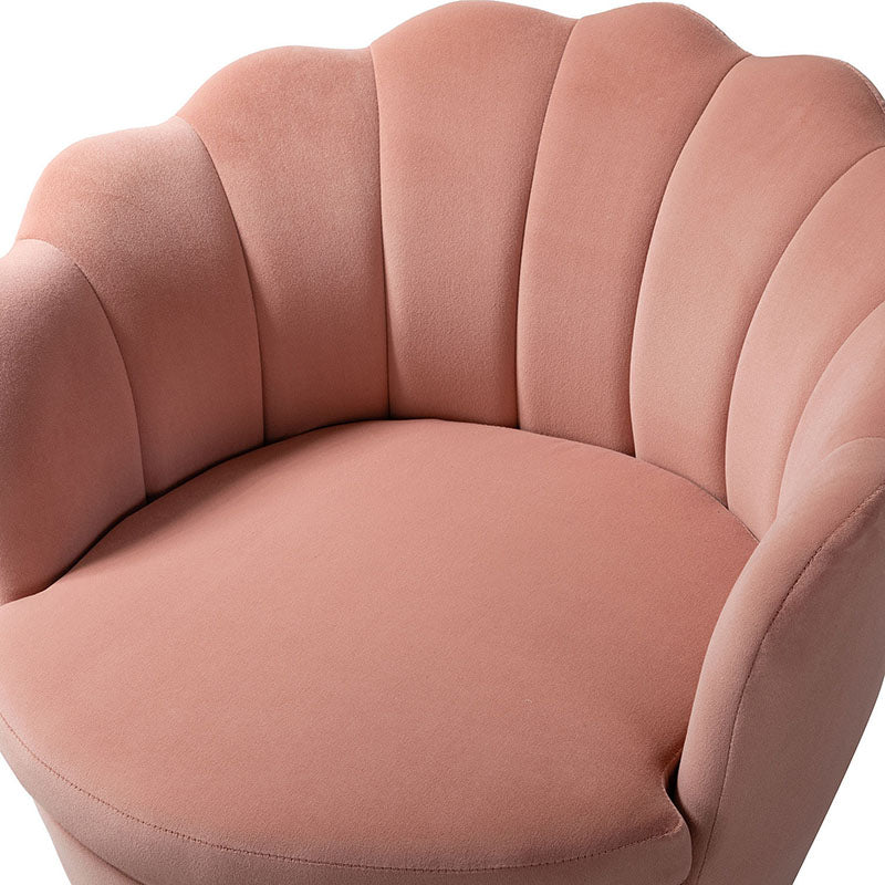Evelia Velvet Scalloped Barrel Chair - Luxurious Velvet Accent Chair with Curved Back for Living Room, Bedroom & Office - Perfect for Reading Nook, Lounge Area or Home Decor