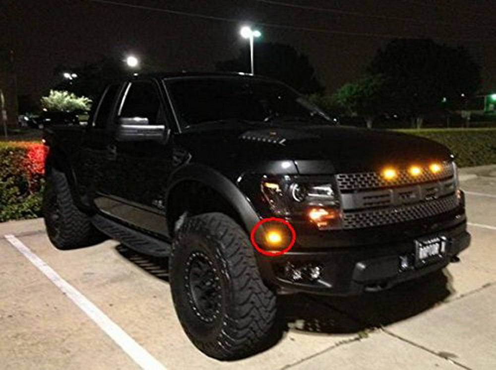 4-Piece Ford SVT Raptor Style LED Amber Grille Light Kit - Universal Fit for Trucks & SUVs - Off-Road, Night Driving & Custom Styling Upgrade