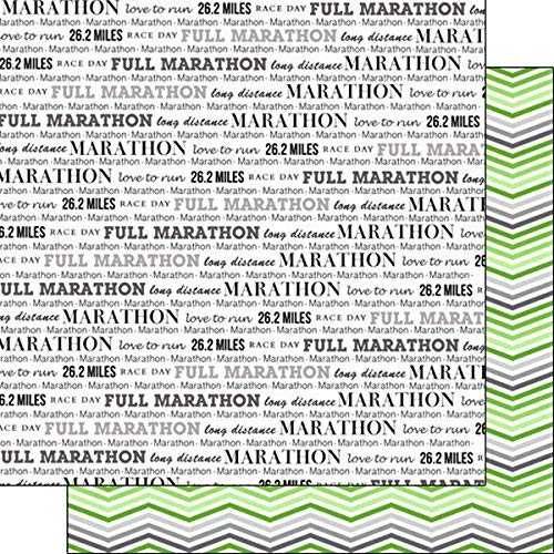 12x12 Inch Double-Sided Scrapbook Paper - Full Marathon & Green Chevron Pattern (1 Sheet) for Card Making, Photo Albums, DIY Crafts, and Scrapbooking Projects