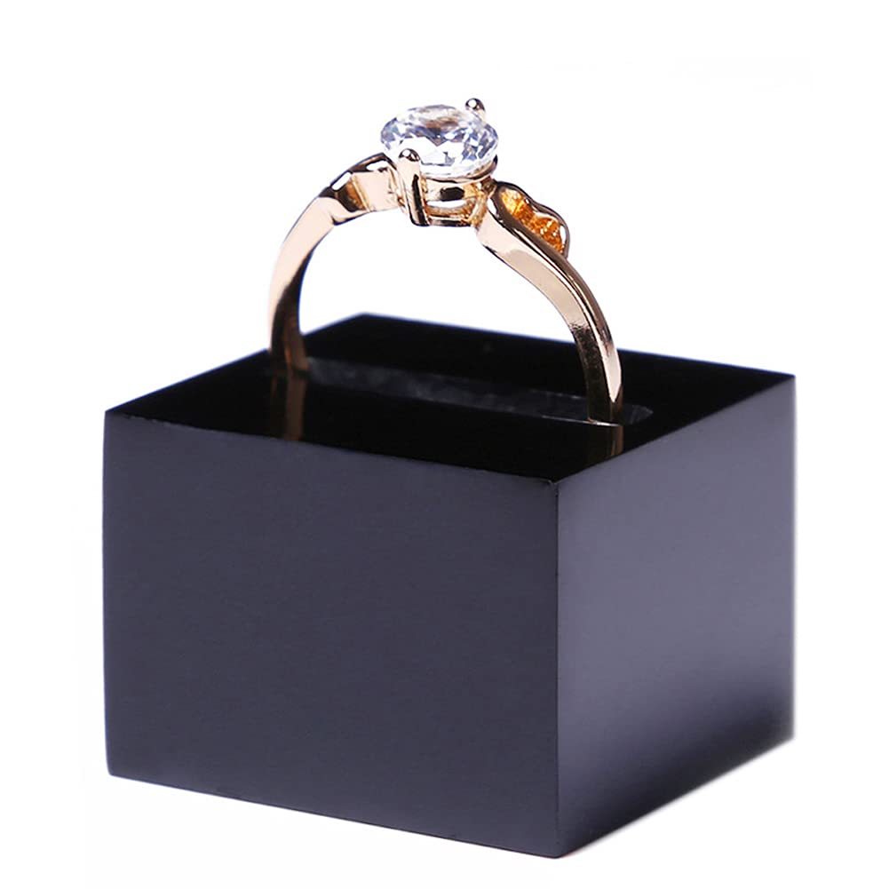 3pcs Black Acrylic Ring Display Stand - Square Jewelry Holder for DIY Crafts & Tradeshows