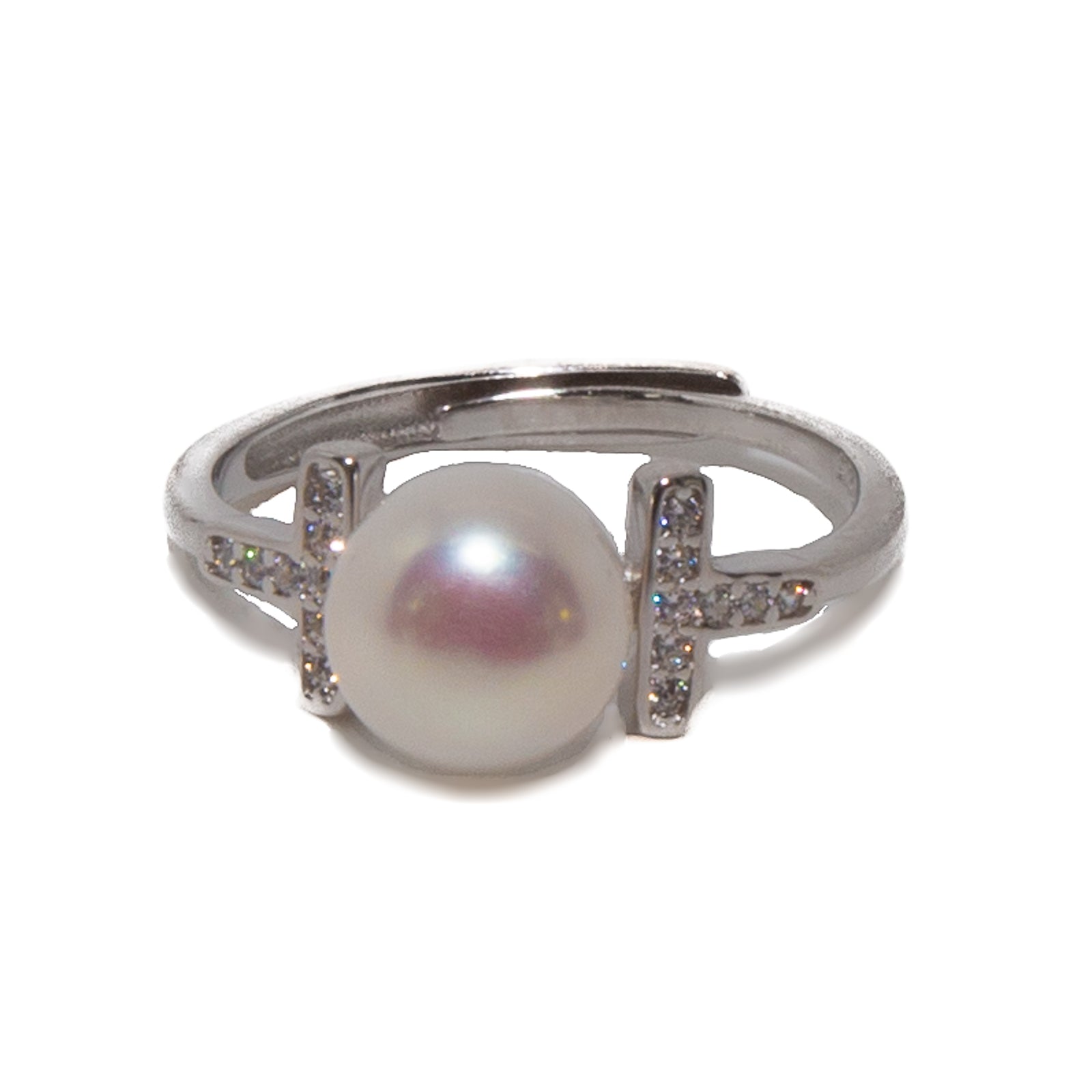 Luminous T Frame Pearl Ring - Elegant & Shiny Jewelry for Women, Perfect for Weddings, Parties & Special Occasions