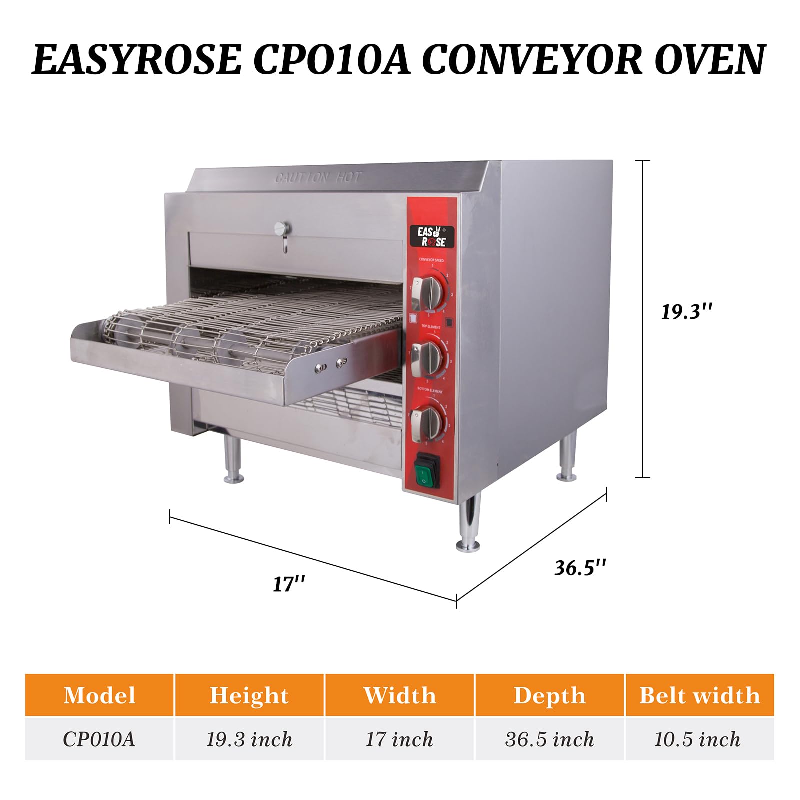 CPO10A 1700W 120V 60Hz Commercial Conveyor Pizza Oven with 10.5
