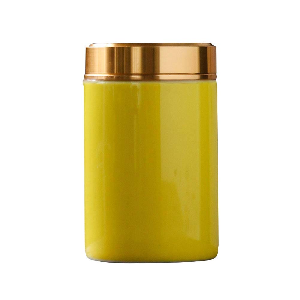 DOITOOL 85ML Mini Ceramic Tea Canister - Portable & Airtight Tea Storage Container for Travel, Home, Kitchen, Restaurant - Great Gift Idea (Yellow) | Perfect for Loose Leaf Tea, Herbs & Spices Organization