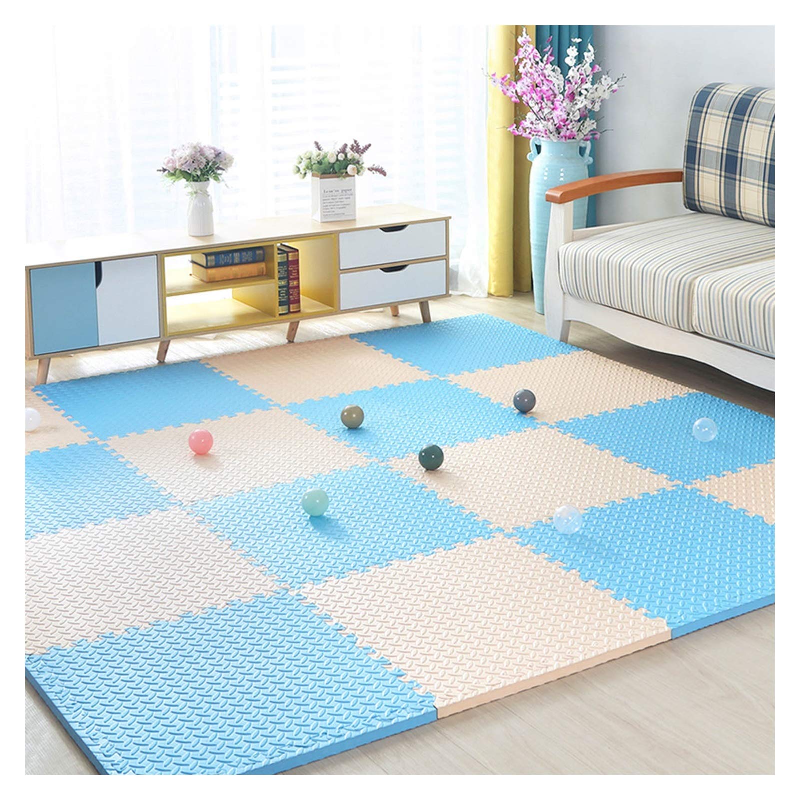 Interlocking Foam Puzzle Mat - Waterproof & Soundproof Floor Tiles for Home, Office, Kindergarten - Cuttable Non-Slip Carpet (60x60x1.2cm, 16-Piece Set, Color E) - Perfect for Playrooms, Gym Mats, Baby Crawling & Home Office Floor Protection