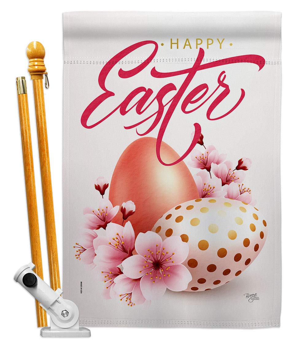 Easter Bunny House Flag Set - Spring Holiday Decor for Yard & Home