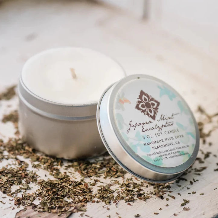 Japanese Mint Eucalyptus Scented Travel Candle in Tin - Perfect for Relaxation, Gifts & Home Decor