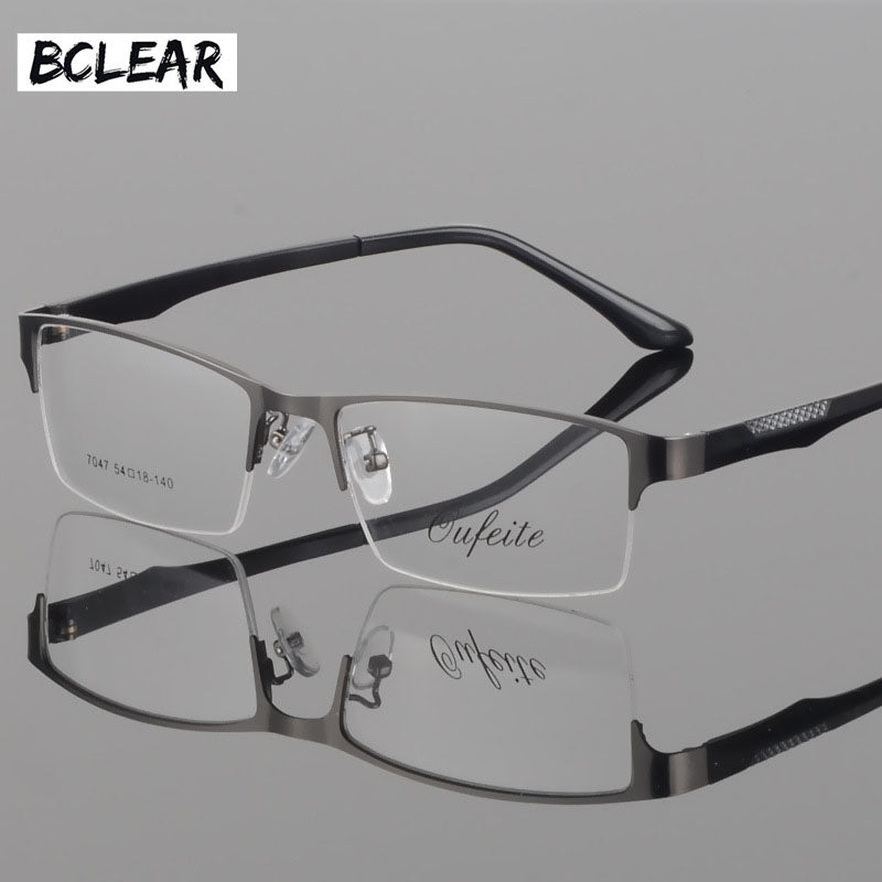 Bclear Men's Eyeglasses - Lightweight TR90 Alloy Semi-Rimless Frame S7047 | Durable & Stylish Eyewear for Work, Driving & Everyday Use