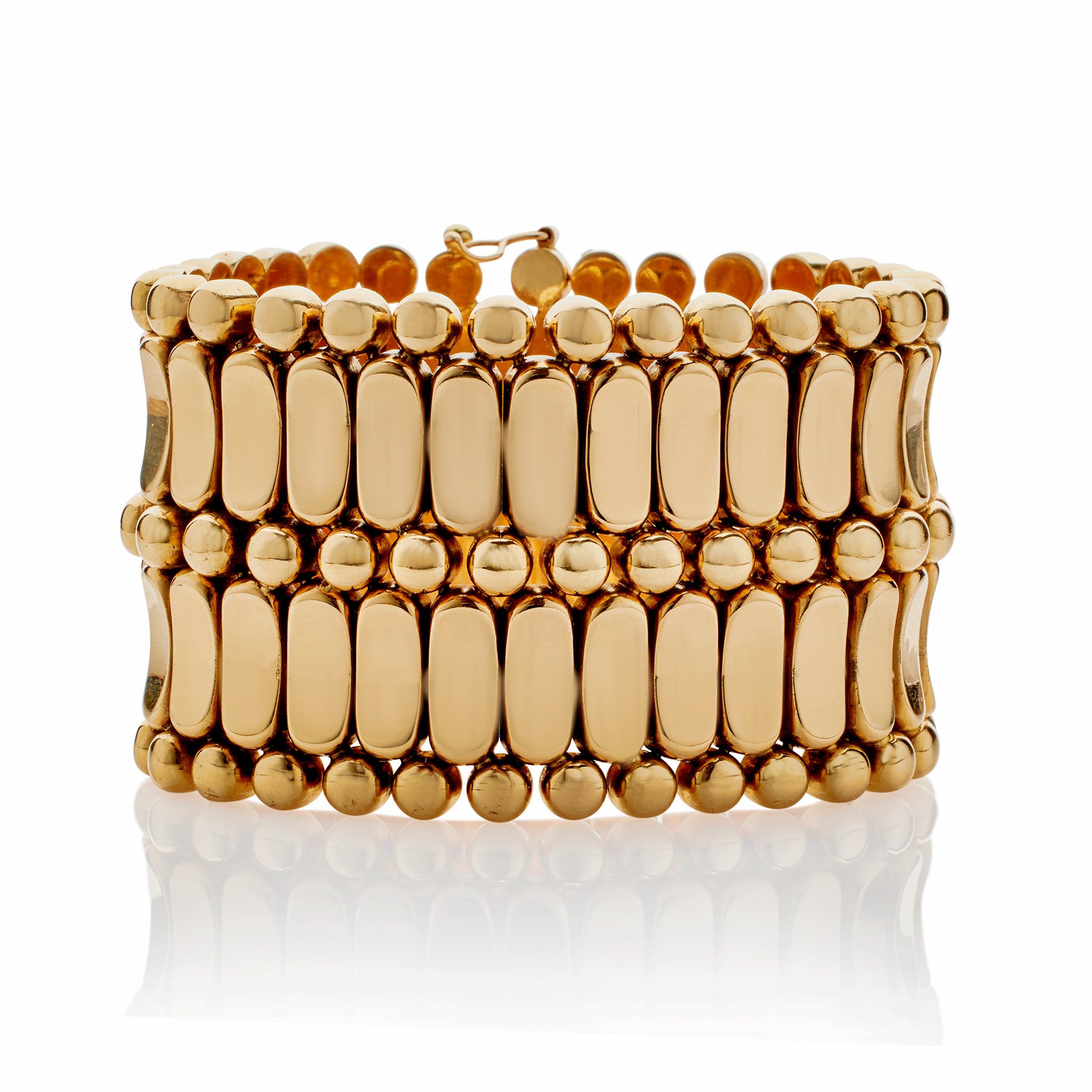 18K Gold Retro Link Bracelet for Women - Elegant Wide Strap Design - Perfect for Parties, Weddings & Special Occasions