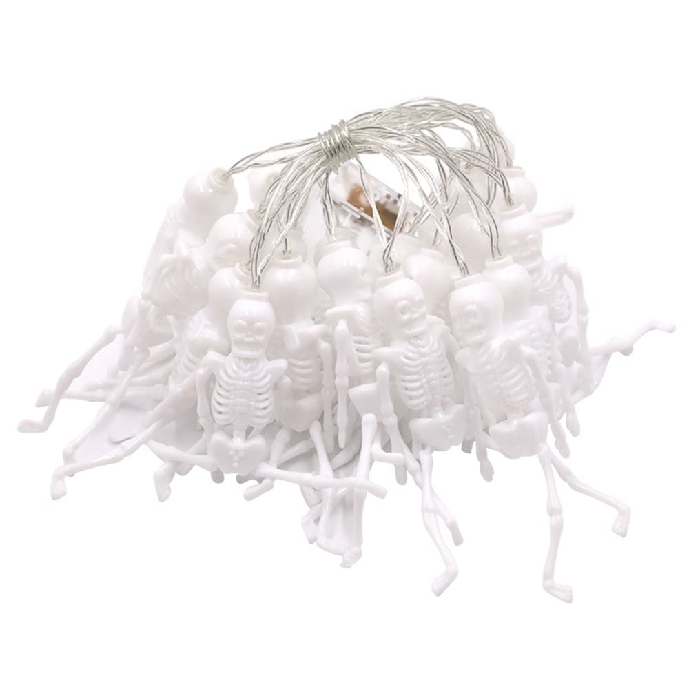 Battery-Powered Halloween Skeleton String Lights - Cute Ghost Skull Decor for Christmas Party, Outdoor & Indoor Home Decorations