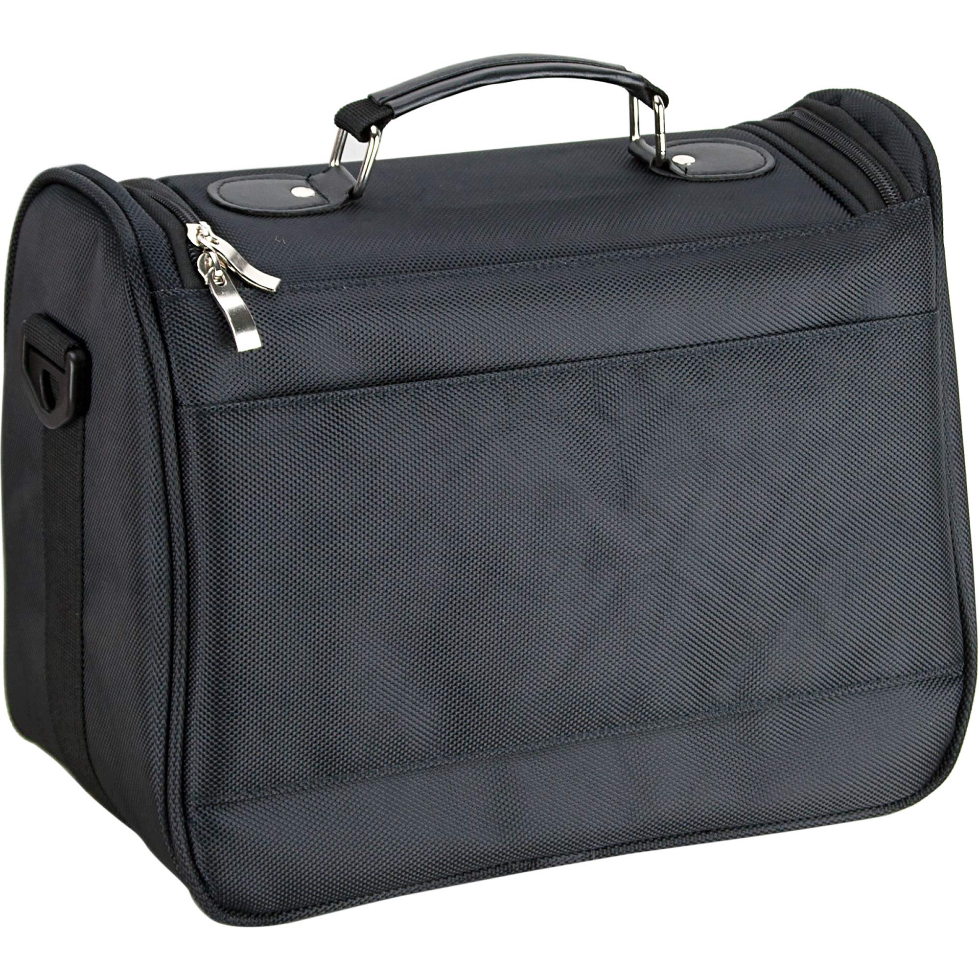 Ver Beauty Soft Sided Makeup Cosmetic Travel Case - Waterproof Nylon Toiletry Bag Organizer with Multiple Pockets for Cosmetics, Brushes & Skincare (Black) - Perfect for Travel, Gym & Daily Use