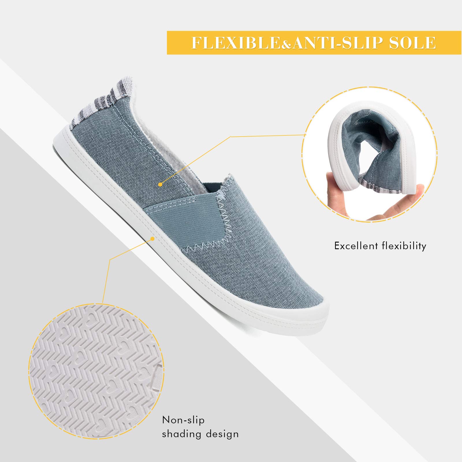 FunkyMonkey Women's Comfortable Low Top Canvas Slip-On Sneakers - Classic Casual Walking Shoes for Everyday Wear, Travel & Light Exercise