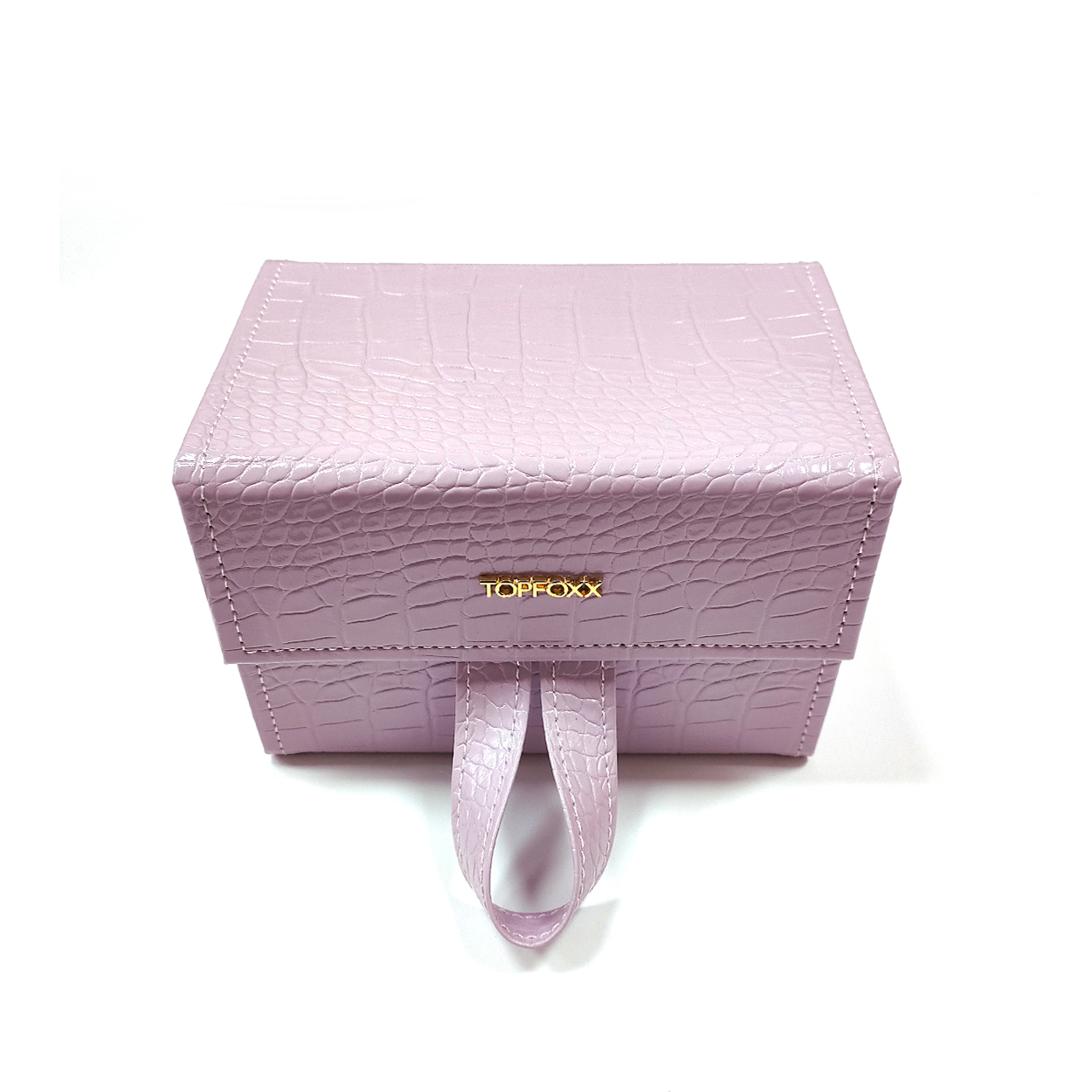 Lilac Faux Crocodile Travel Makeup Case - Waterproof Cosmetic Organizer for Women, Perfect for Vacation, Business Trips & Daily Use