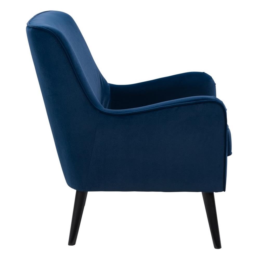 CorLiving Elwood Modern Accent Chair - Blue Velvet Upholstery, Tapered Legs for Living Room, Bedroom & Office | Stylish Mid-Century Design for Home Decor