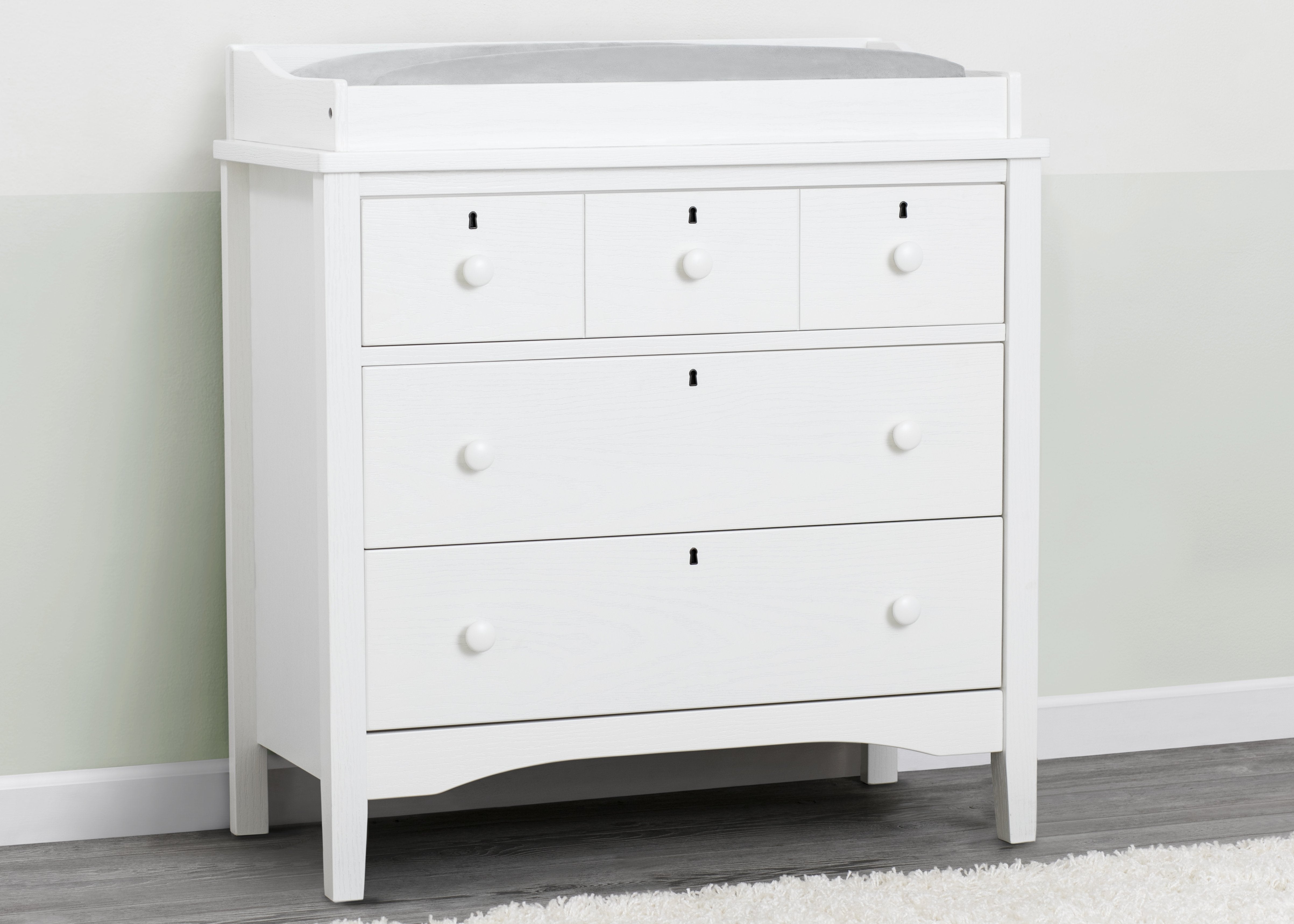 Farmhouse Style 3-Drawer Dresser with Changing Top - Nursery Storage Solution for Baby Essentials & Bedroom Organization