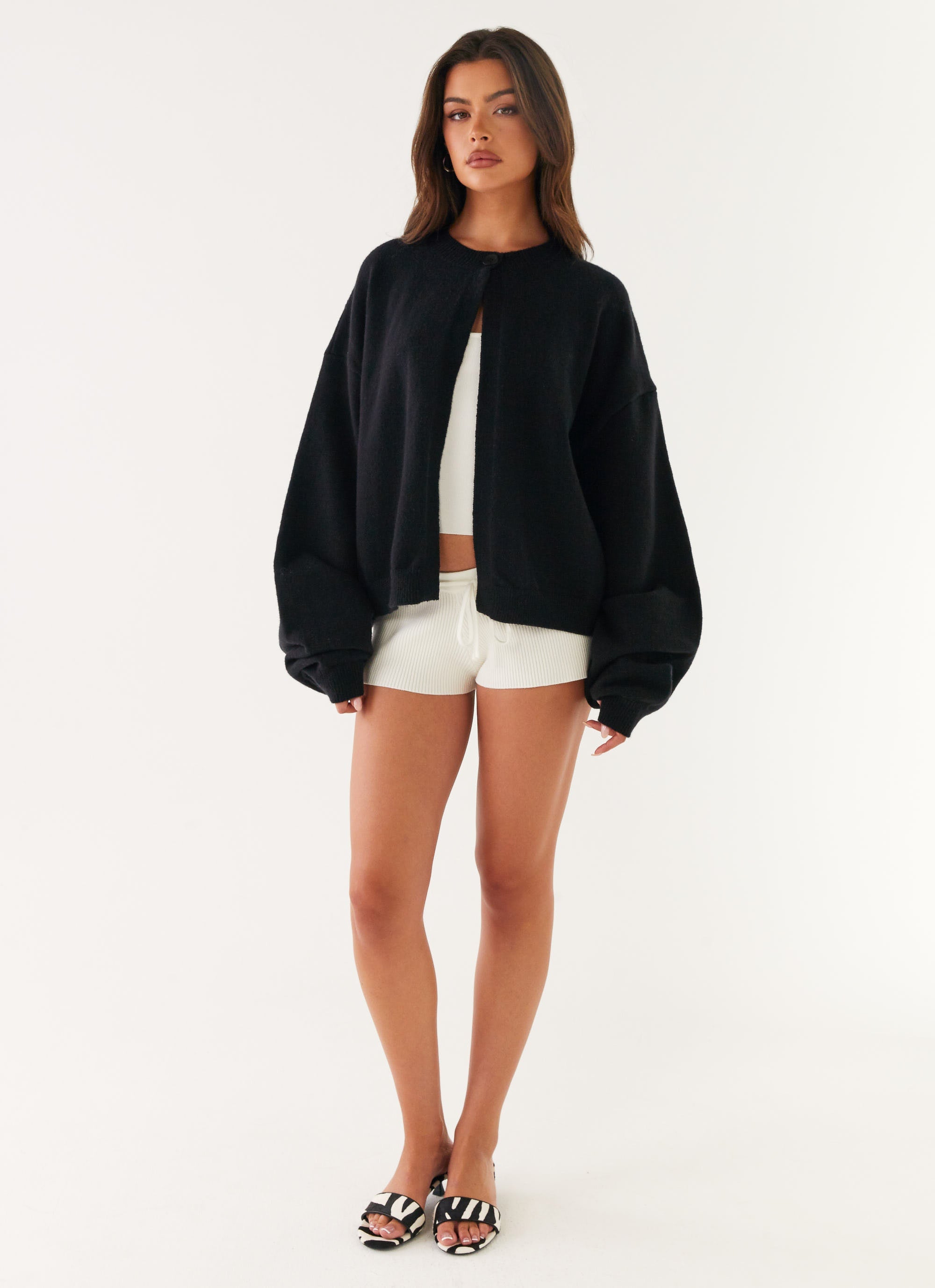 Annie One Button Cardigan for Women - Soft & Cozy Black Knit Sweater | Perfect for Office, Date Night & Casual Outfits