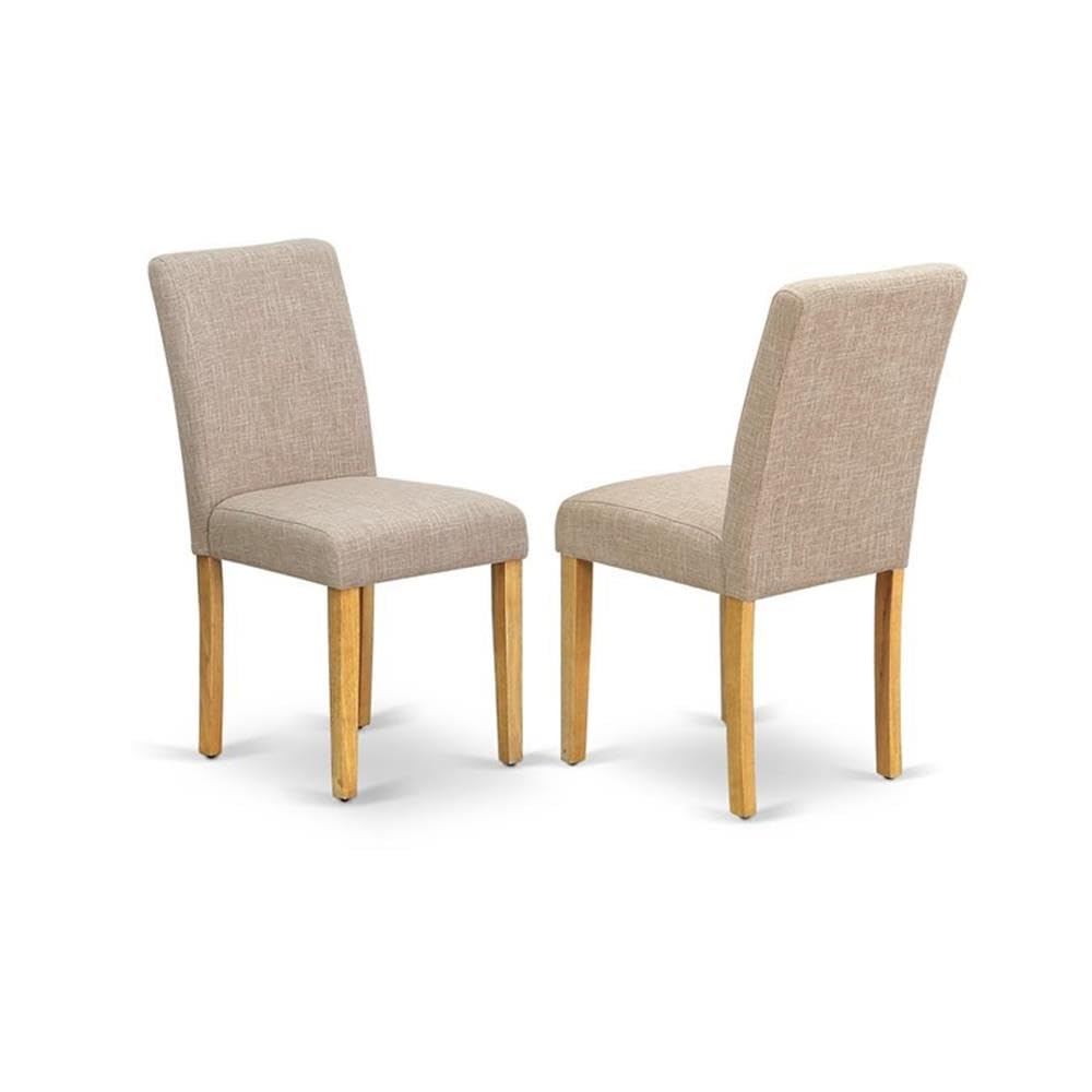 East West Furniture 3 Piece Oak Dining Table Set with Drop Leaf Kitchen Table & 2 Light Tan Linen Upholstered Chairs, 36x54 Inch - Perfect for Small Spaces, Breakfast Nooks & Cozy Kitchen Dining