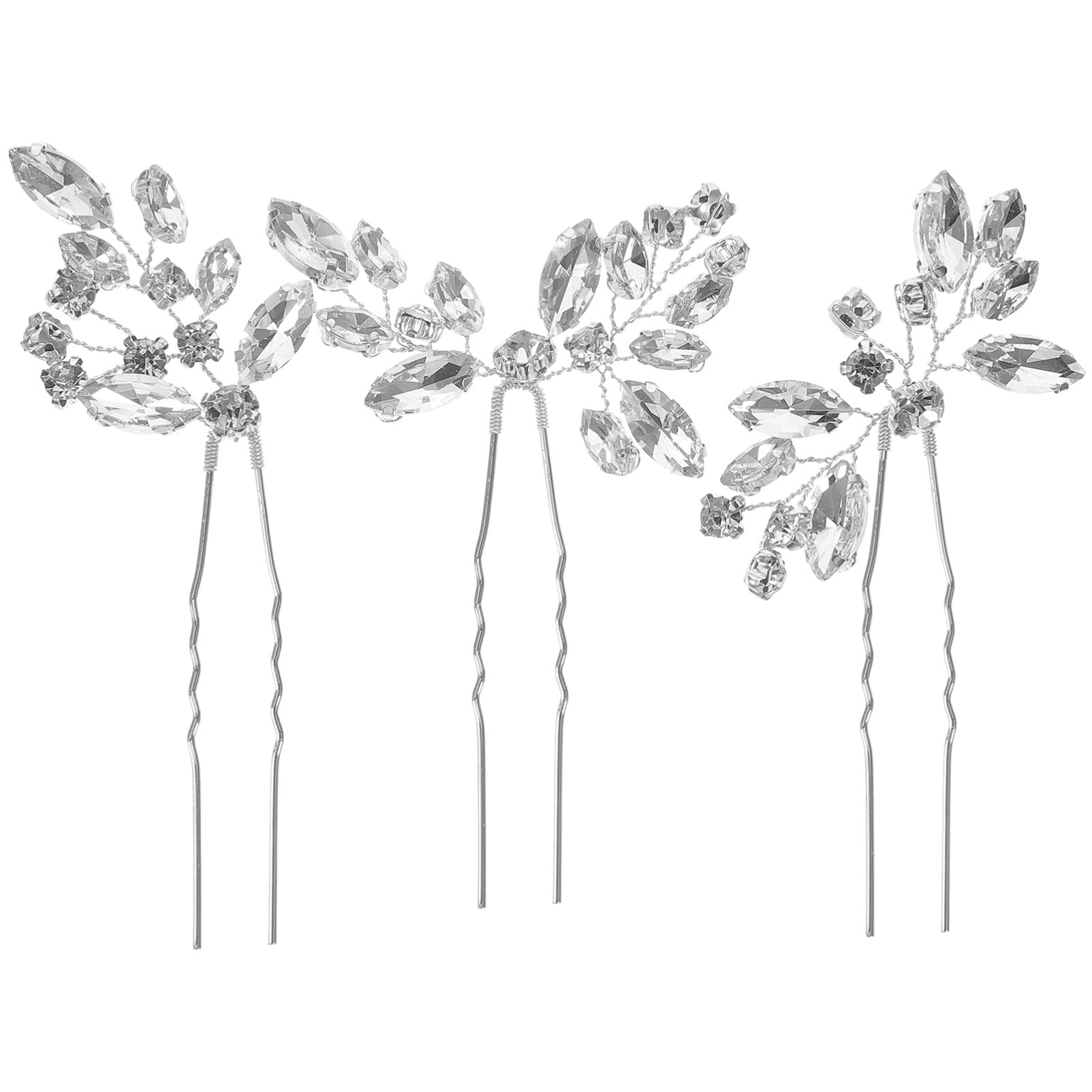 Beaupretty 3-Piece Crystal Bridal Hairpin Set for Women - Elegant Wedding Hair Accessories for Buns, Updos & Special Occasions - Perfect for Brides, Prom & Formal Events