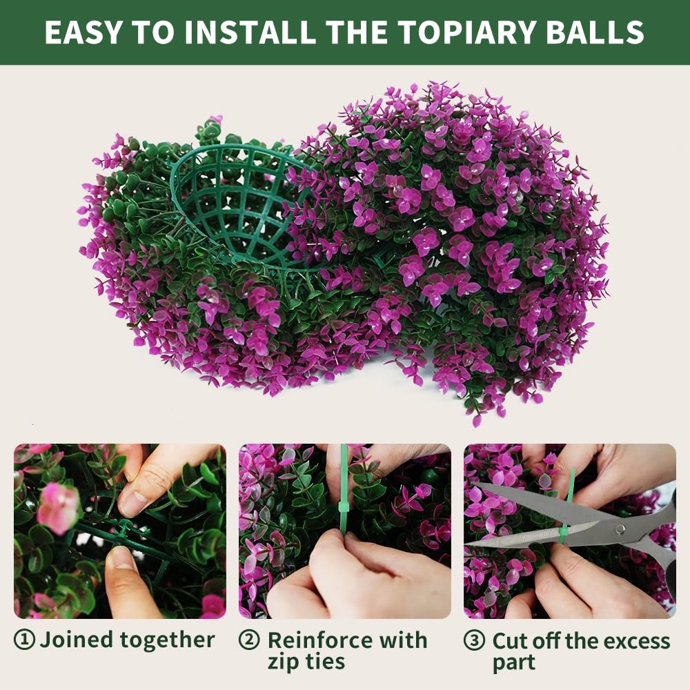 6-Layer UV Protected Artificial Boxwood Topiary Balls - 2 Pack 11 Inch (28cm) Faux Plants for Outdoor Patio, Garden, Balcony & Indoor Home Decor - Perfect for Wedding, Backyard and Event Decoration