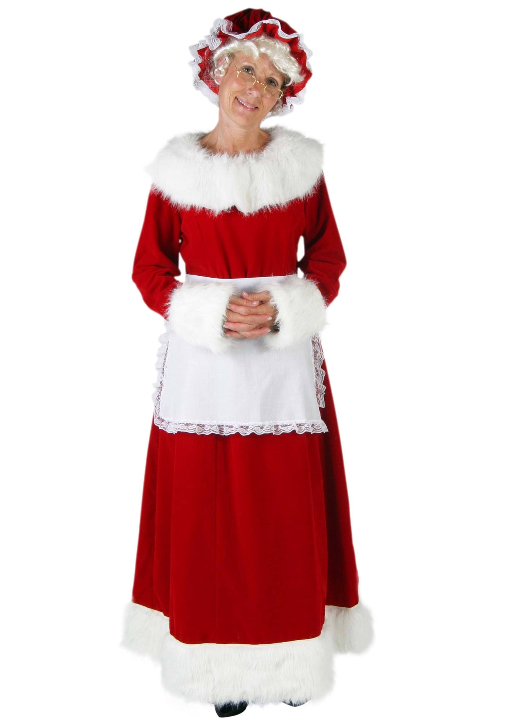 Mrs. Claus Costume for Women - Adult Santa Dress with Bonnet & Apron - X-Large Size - Perfect for Christmas Parties, Holiday Events & Themed Costume Contests