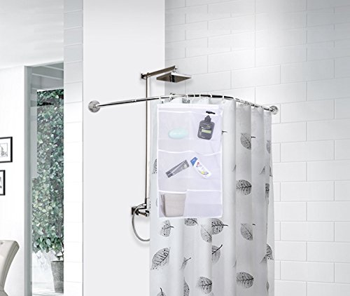 ALYER 6-Pocket Hanging Mesh Shower Caddy - Space Saving Bathroom Organizer with Quick Dry Design & Sturdy Hook - Perfect for College Dorms, Apartments, and Small Bathrooms (White)