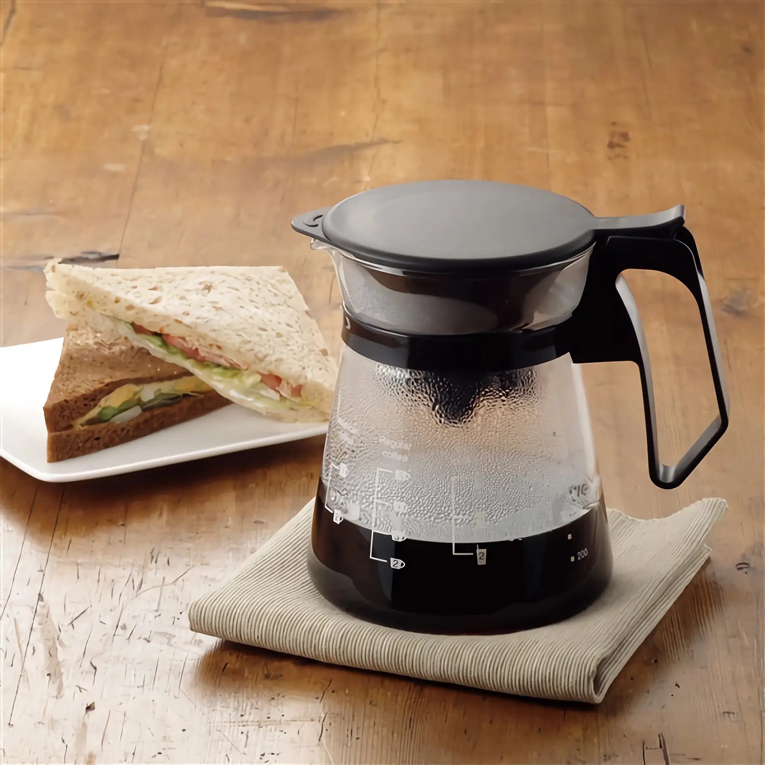 Iwaki Heat Resistant Glass Coffee Server - 34oz Black Carafe for Hot & Cold Beverages - Perfect for Home, Office, and Restaurant Use