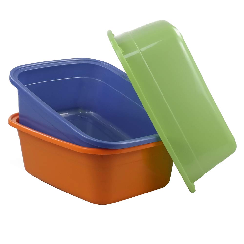 **18 Quart Large Plastic Dish Pans - Set of 3, Heavy-Duty Wash Basin for Kitchen, Bathroom, Laundry & Camping | Durable & Multipurpose Storage Bin**