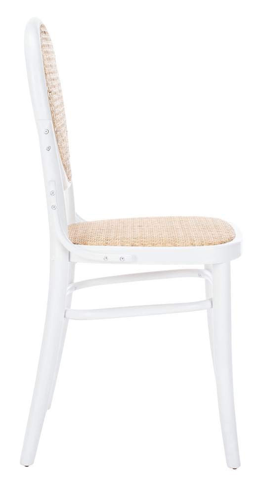 Safavieh Sonia White & Natural Cane Dining Chairs Set of 2 - Modern Farmhouse Kitchen & Breakfast Nook Seating for Dining Room, Patio or Outdoor Entertaining