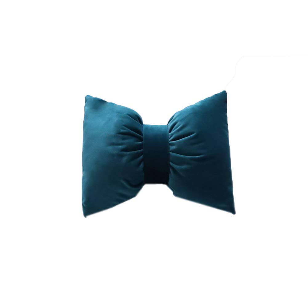 Soft Velvet Bow Tie Throw Pillow - Decorative Cushion for Sofa, Car Seat & Waist Support - Detachable & Washable Cover (Blackish Green, 35×45CM/13.8×17.7in) - Perfect for Living Room Decor, Office Chair & Travel Comfort