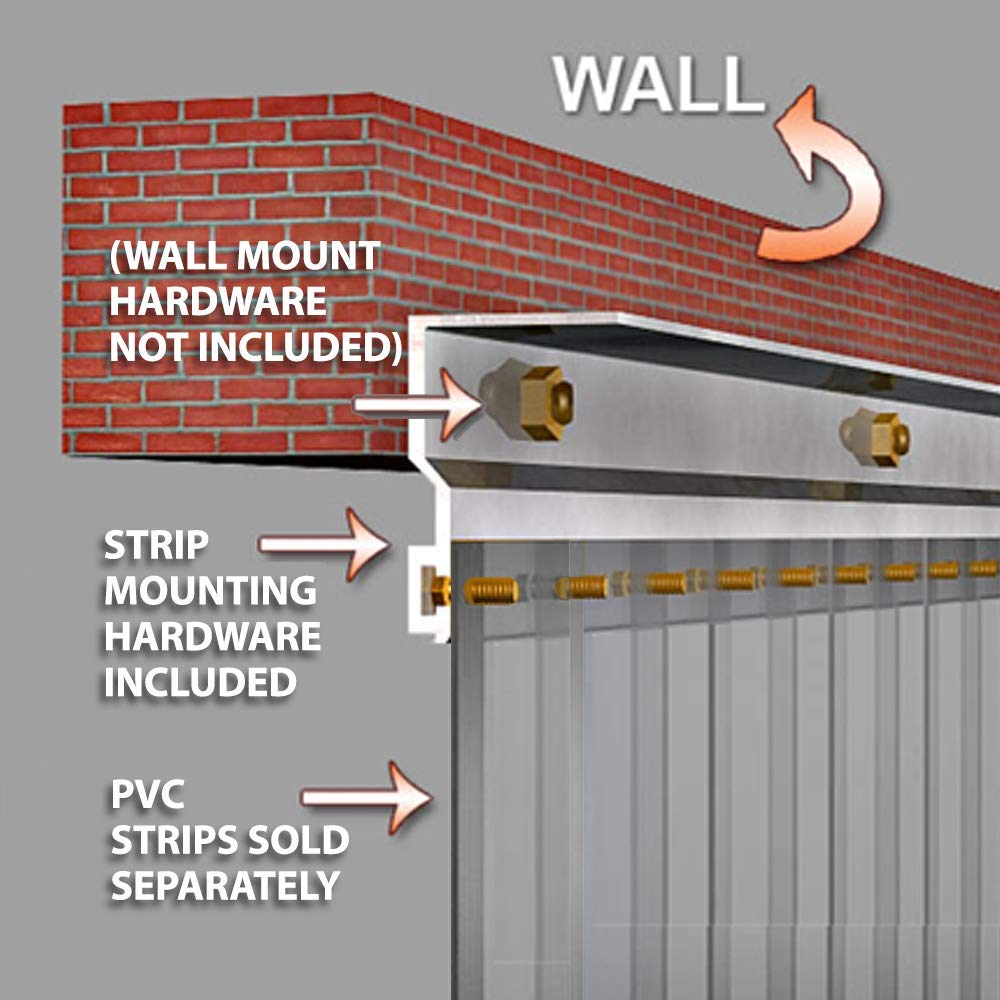 RESILIA Heavy Duty Industrial Mounting Brackets for Strip Curtain Doors - 8ft Steel Strip Kit with Two 4ft Brackets - Warehouse, Loading Dock & Cold Storage Door Installation