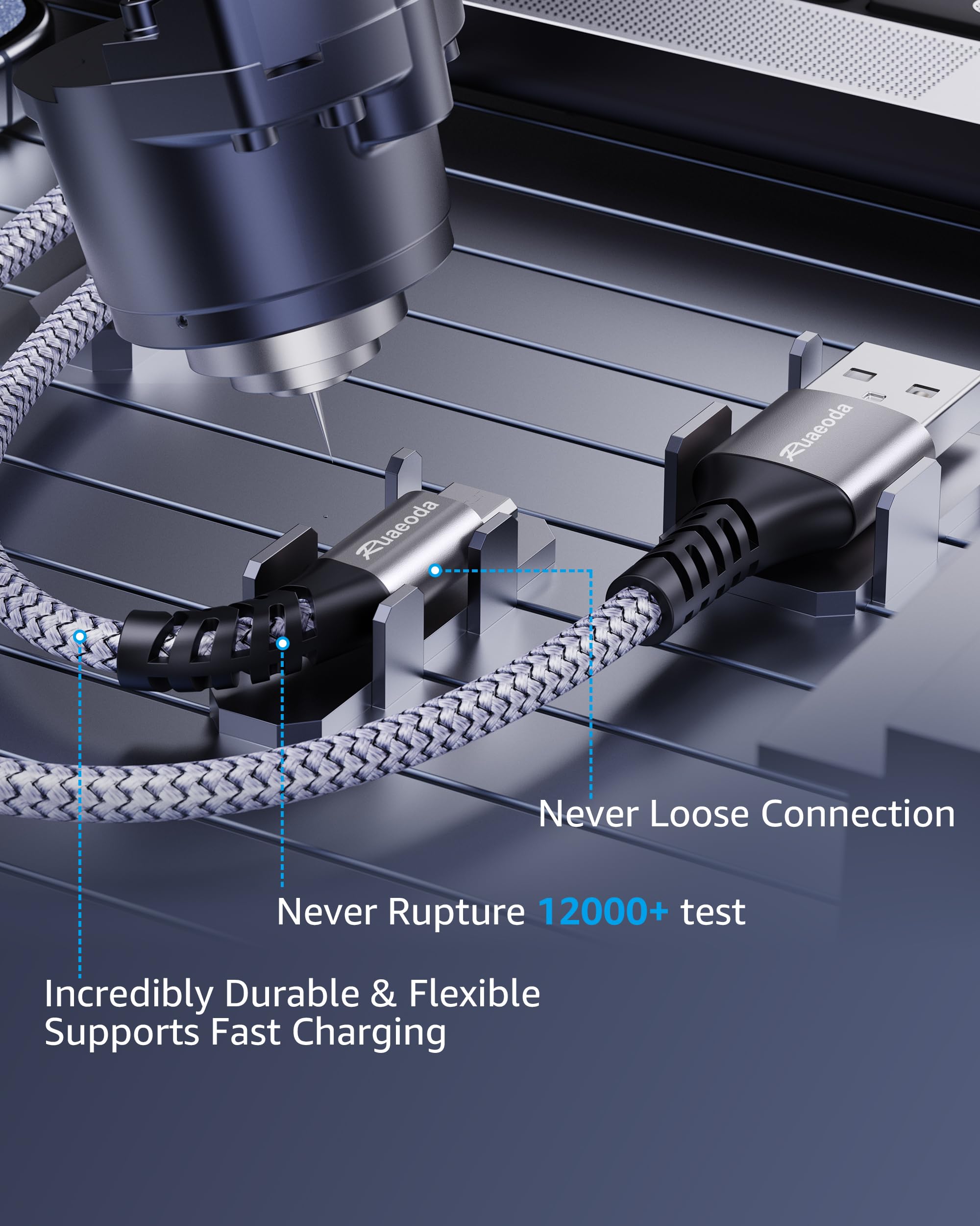Fast Charging Micro USB Cable 6ft 2-Pack - Durable Nylon Braided Android Charger Cord, High Speed USB 2.0 A Male to Micro B for Samsung Galaxy, PS4, Kindle & More - Perfect for Home, Office & Travel Charging