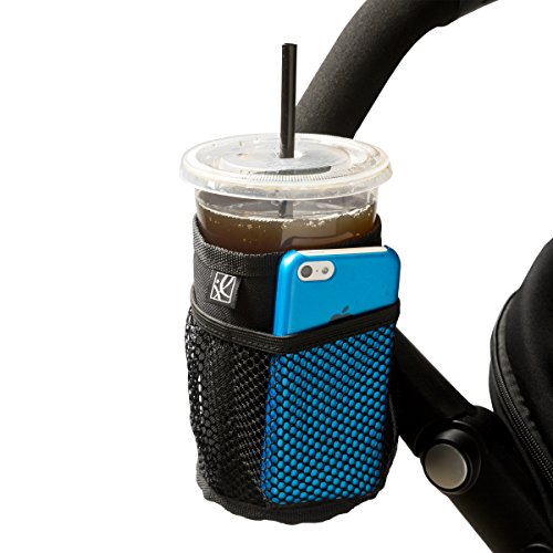 J.L. Childress Universal Fit Insulated Stroller Cup Holder - Non-Slip Adjustable & Water Resistant - Drip-Free Design for Strollers, Bikes & Shopping Carts - Perfect for Parents, Joggers & Outdoor Activities - Black