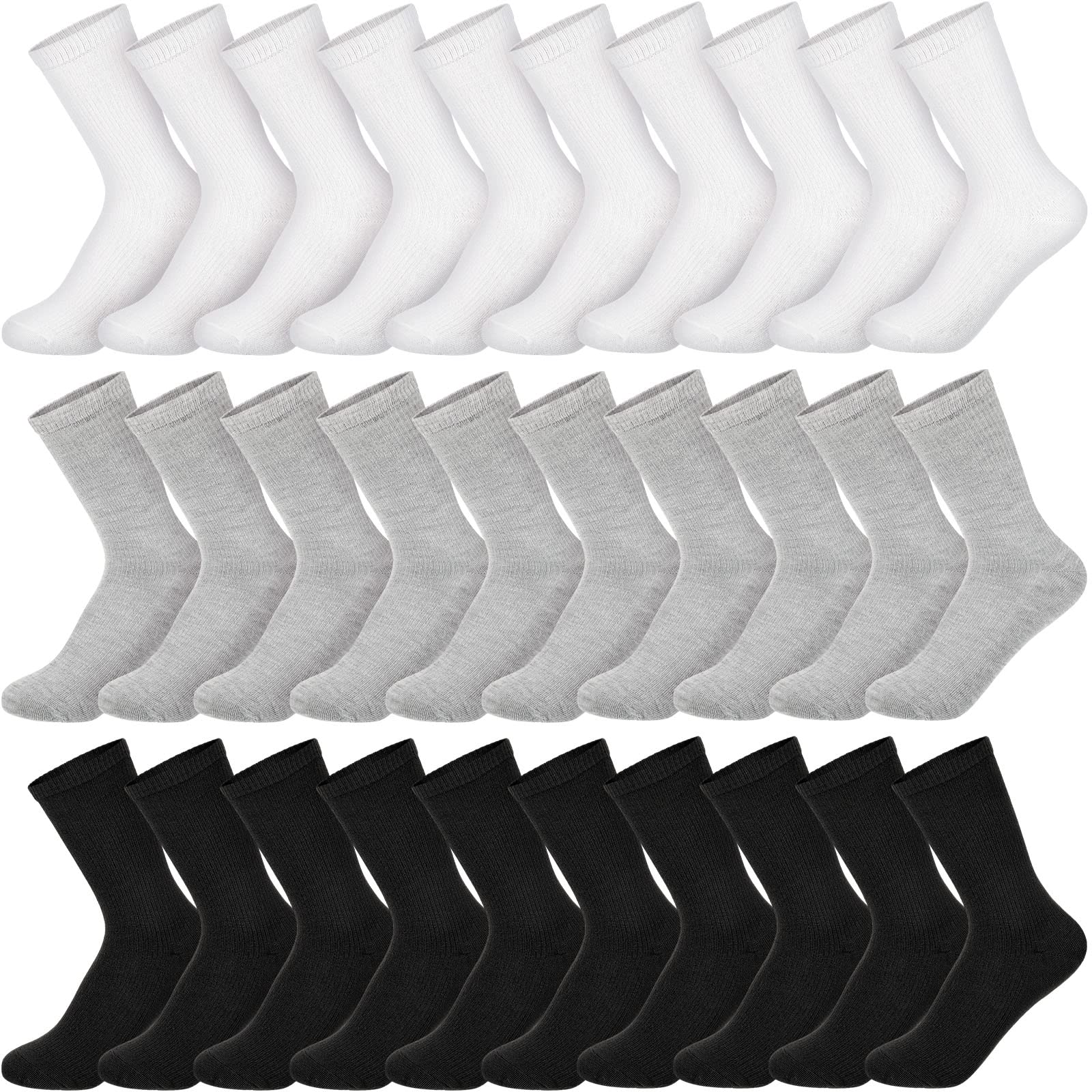 Jadive 30 Pairs Women's Solid Color Crew Socks - Lightweight Comfortable Athletic Socks for Women & Girls - Perfect for Running, Yoga, Gym & Daily Wear