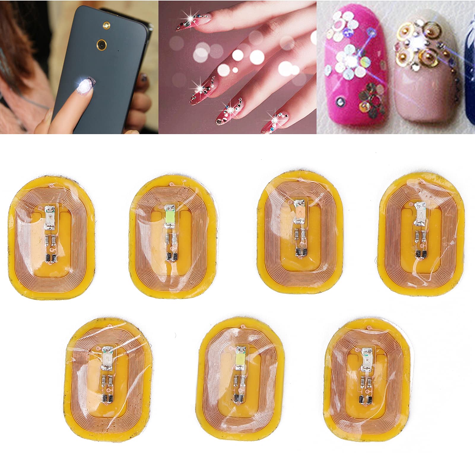 NFC Nail Stickers - Self Adhesive 7 Color LED Nail Art for Women | Fashionable NFC Enabled Nail Decals for Bus Cards & Contactless Payments | Perfect for Parties, Clubbing & Daily Commute