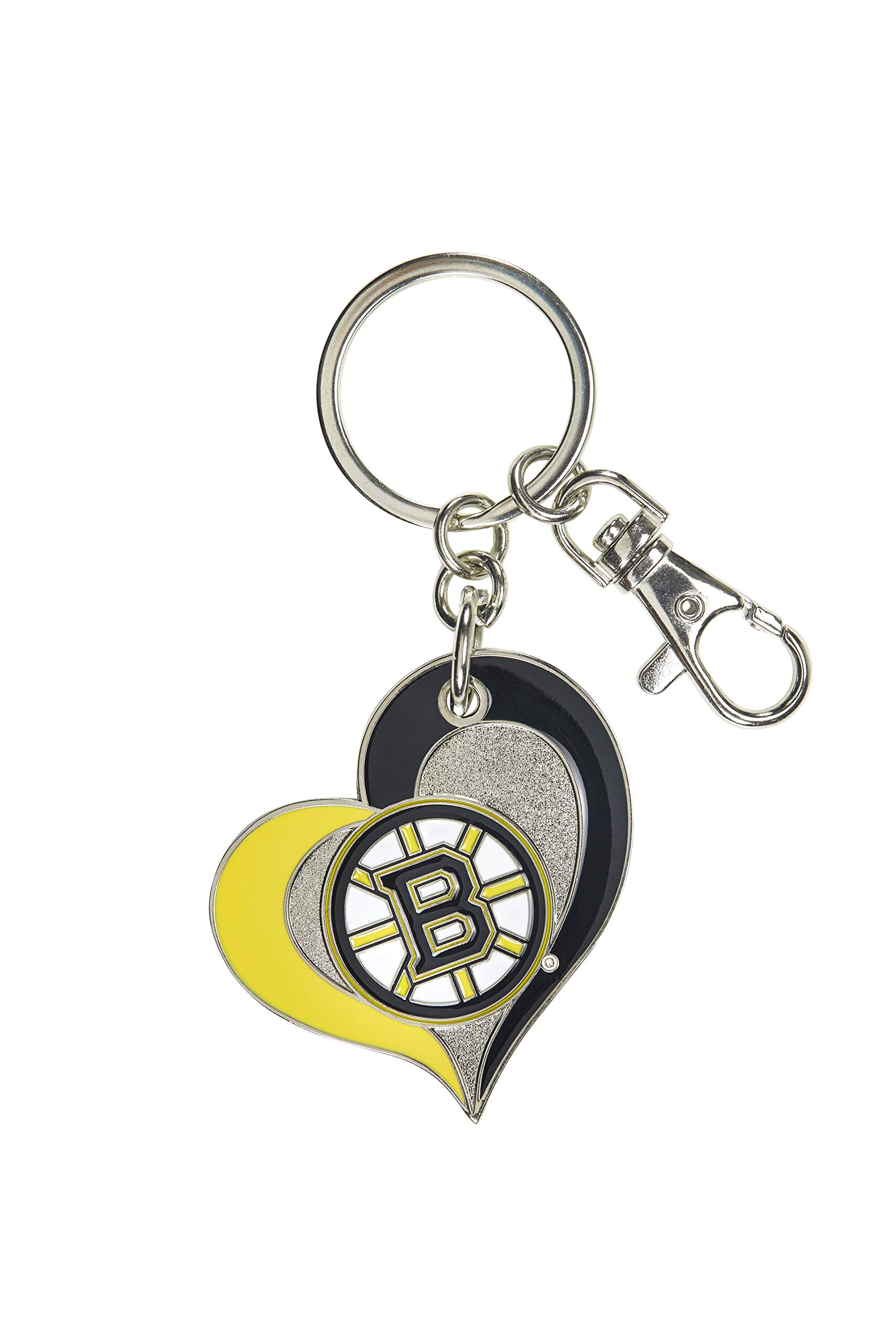 Boston Bruins NHL Swirl Heart Keychain - Perfect for Hockey Fans, Gifts & Game Day Accessories