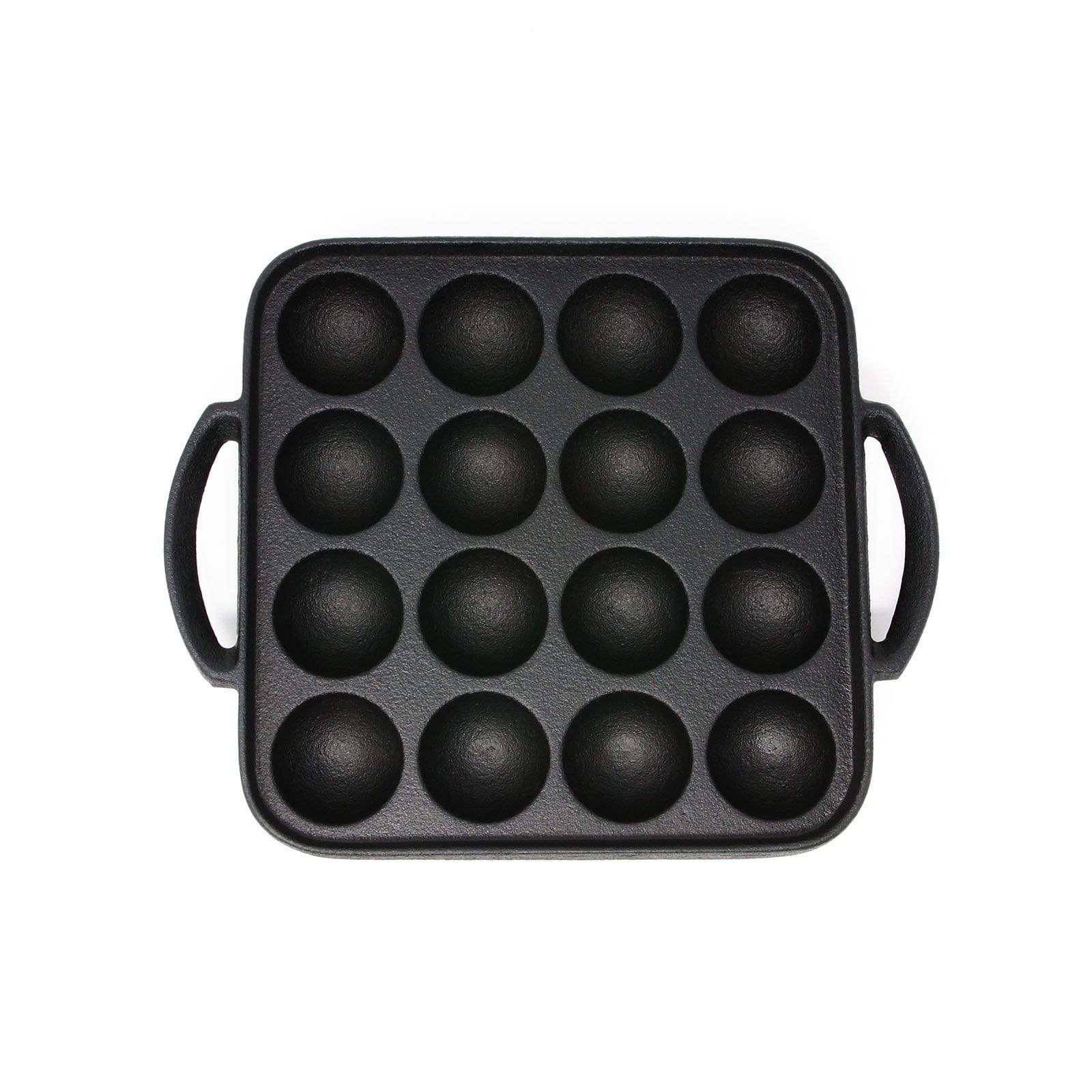 Premium Ikenaga Induction Cast Iron 16-Ball Takoyaki Pan - Japanese Octopus Ball Maker for Home Cooking, Party Snacks & Street Food Style Appetizers