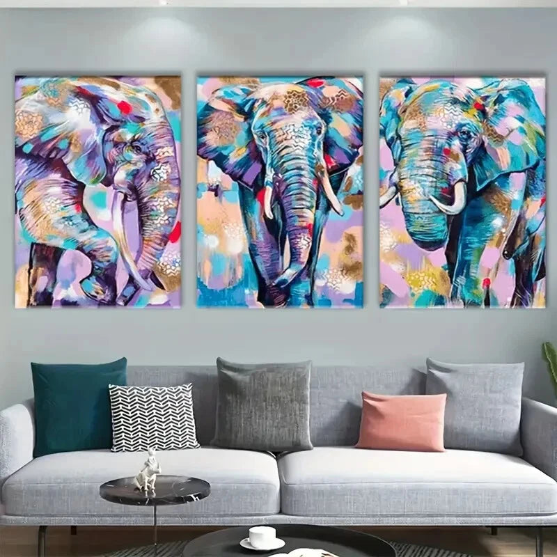 3-Piece Abstract Animal Modern Watercolor Metal Wall Art Prints - Ready to Hang Home Decor for Living Room, Bedroom & Office