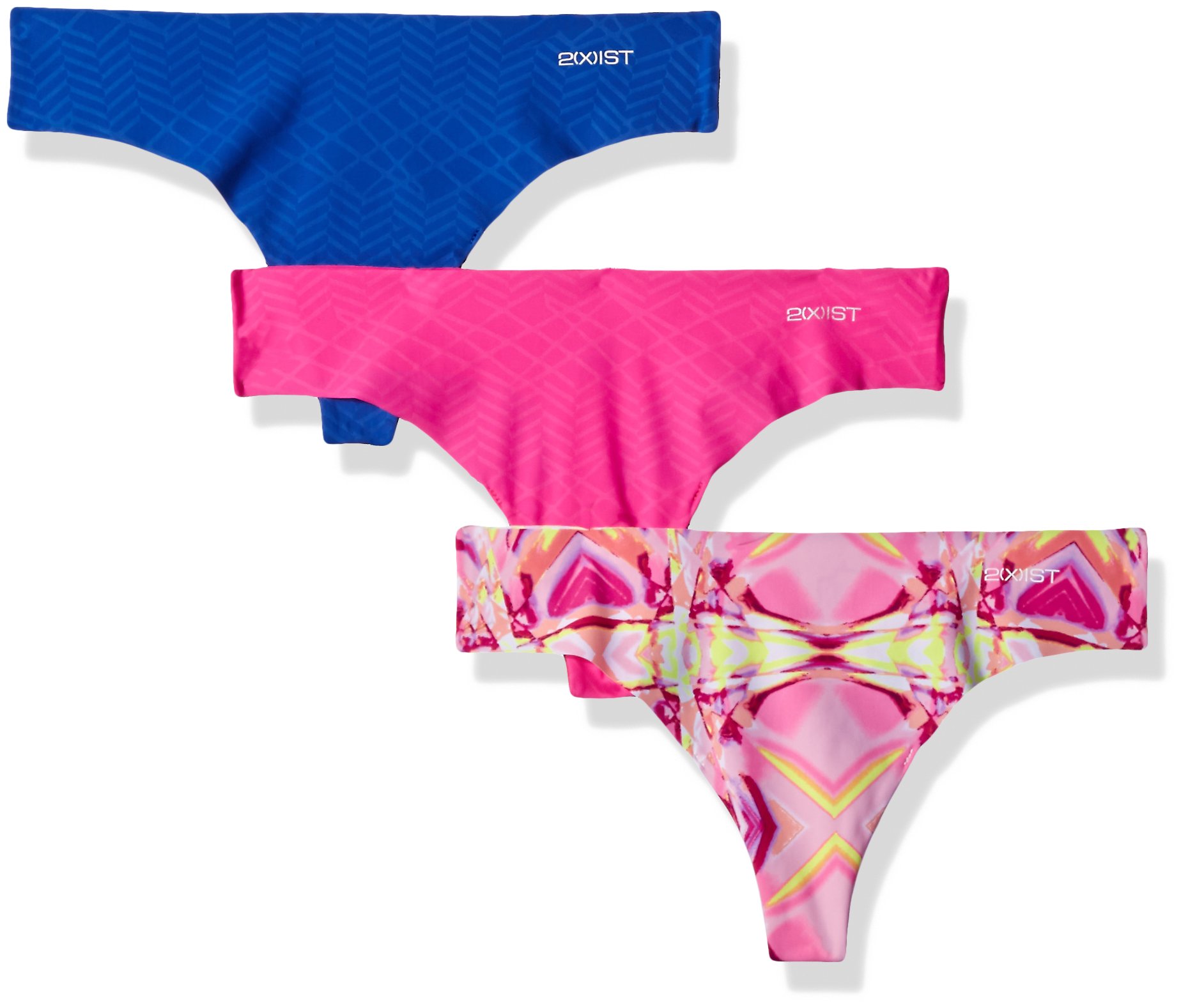 2(x)ist Women's 3-Pack Laser Cut Thongs - Ultra Soft No-Show Underwear for Everyday Comfort & Seamless Fit | Perfect for Yoga, Workouts & Tight Clothing