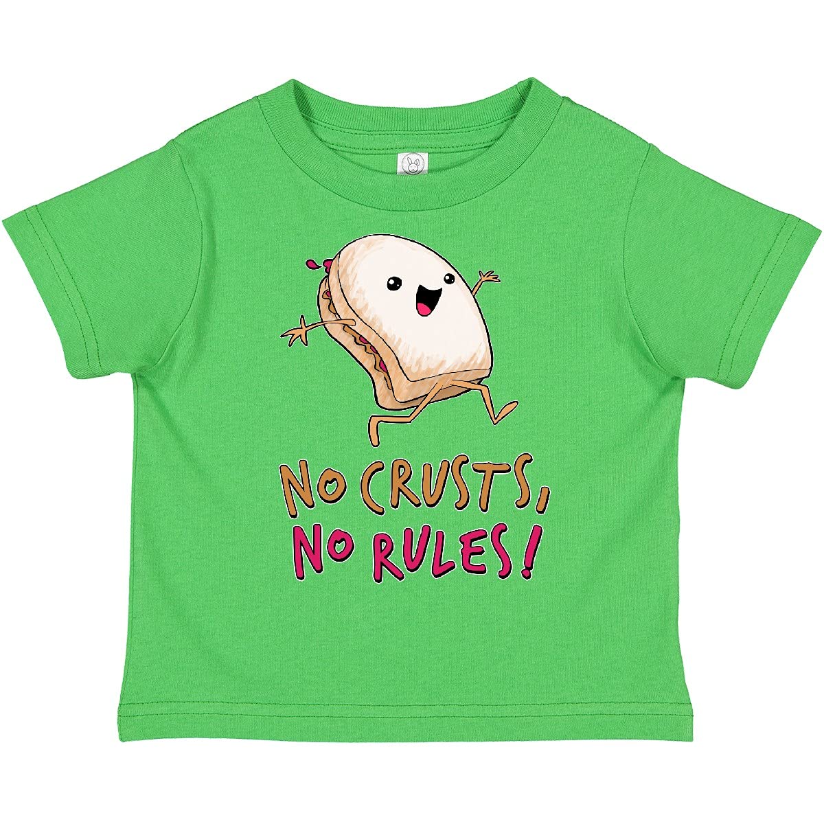 Inktastic No Crusts, No Rules - Funny PB&J Sandwich Design Toddler T-Shirt for Kids | Playful Outfit for Daycare, Playdates & Family Fun