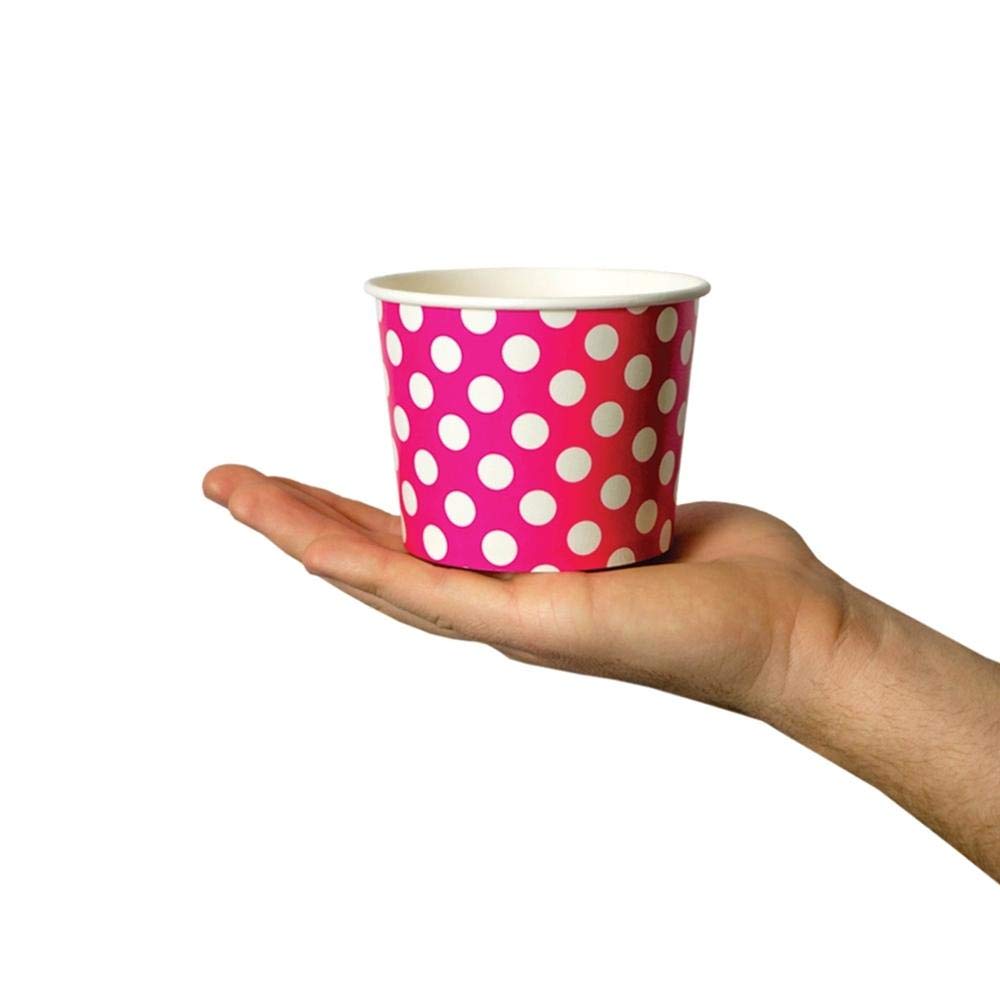 UNIQ 1000-Count 12 oz Disposable Polka Dot Paper Bowls - Pink Dessert Bowls for Ice Cream, Frozen Treats, Hot & Cold Foods | Perfect for Ice Cream Shops, Parties, Catering & Home Use
