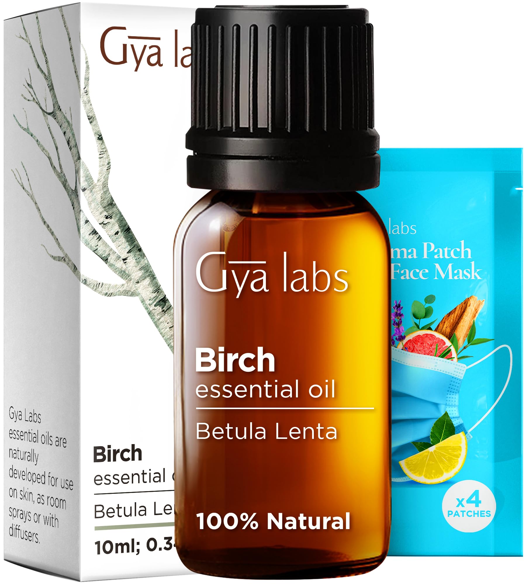 Gya Labs 100% Pure Birch Essential Oil - 0.34 Fl Oz Natural Aromatherapy Oil for Diffusers, Skin Care, Massage, Perfume & Candle Making - Sweet Minty Camphor Scent - Perfect for Relaxation, Stress Relief & Home Fragrance