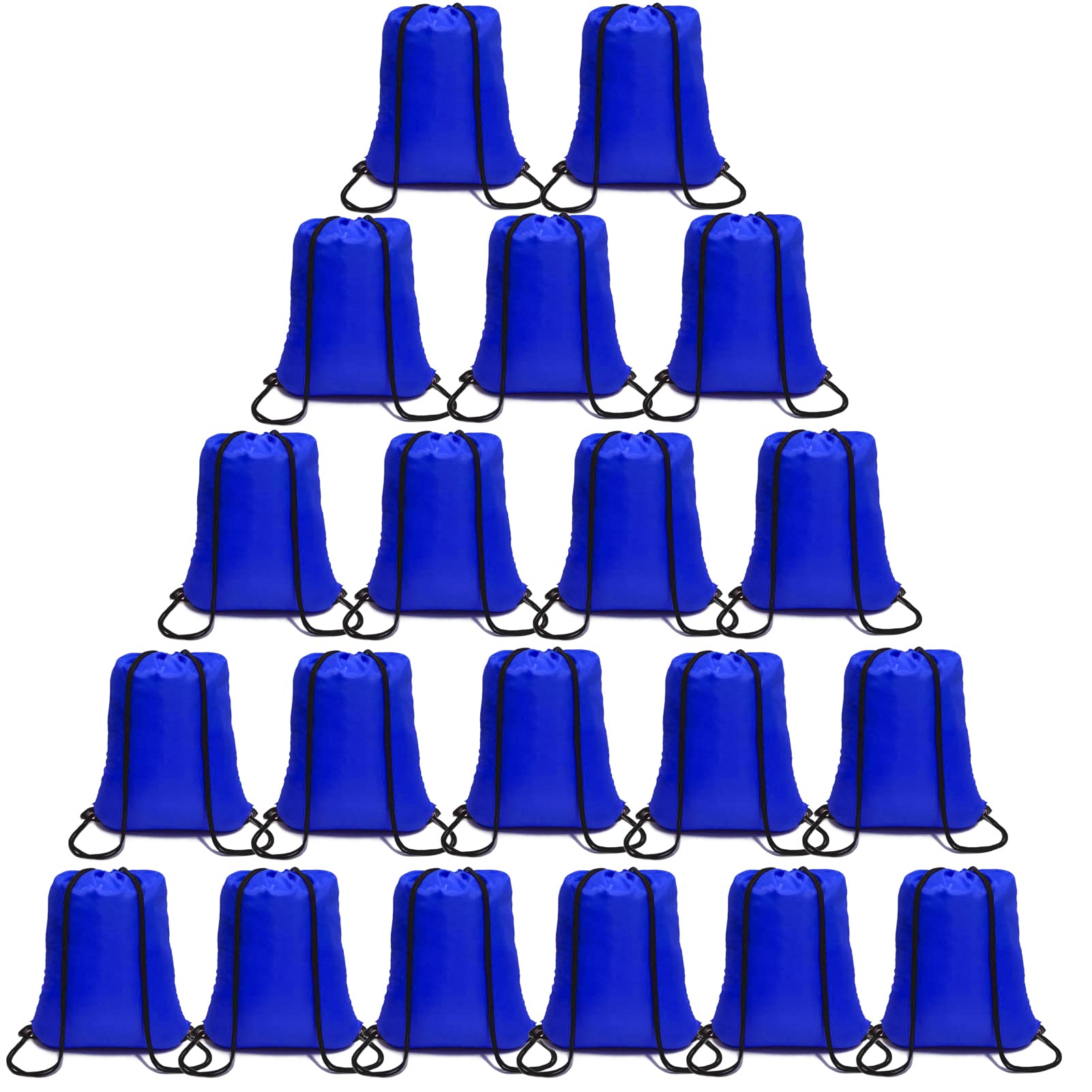 CAIHONG 100 Pack Royal Blue Drawstring Backpacks - Bulk Nylon Gym Bags for Sports, Parties & Events - Lightweight Cinch Sack for School, Travel & Outdoor Activities