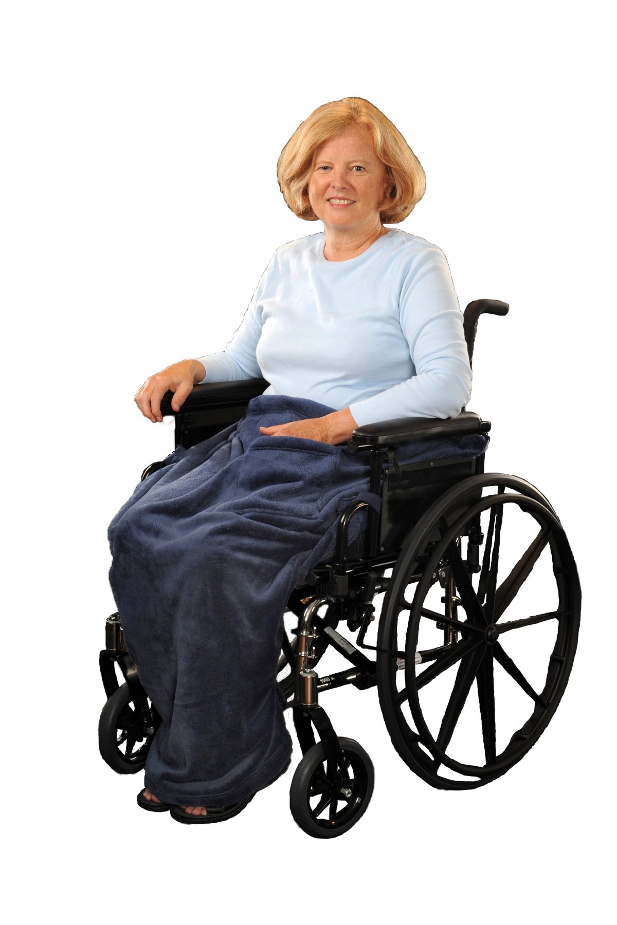 Granny Jo Lightweight Wheelchair Blanket - Soft & Warm Navy Blue Fleece Throw - Perfect for Seniors, Travel & Outdoor Use