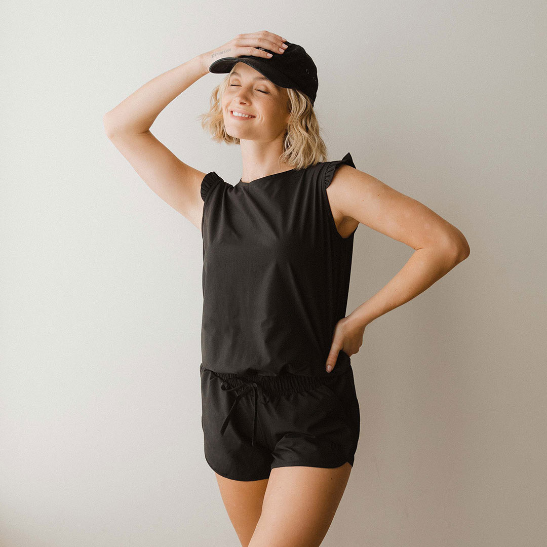 Stylish Black Romper for Women - Trendy Jumpsuit with Short Sleeves & Elastic Waist | Perfect for Summer Outfits, Beach Vacations & Casual Wear