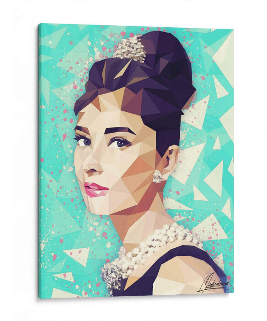 Mayka Ienova Canvas Wall Art - Audrey Hepburn Fashion Illustration, 30x40 Inch Celebrity Decor for Living Room, Bedroom & Office | Holly Golightly Movie Art, Girl Power Home Decor