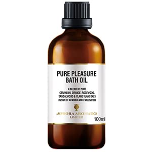 Amphora Aromatics Pure Pleasure Bath Oil 100ml - Relaxing Aromatherapy Essential Oil for Stress Relief & Sleep - Glass Bottle - Perfect for Spa, Bath Time & Self-Care Rituals