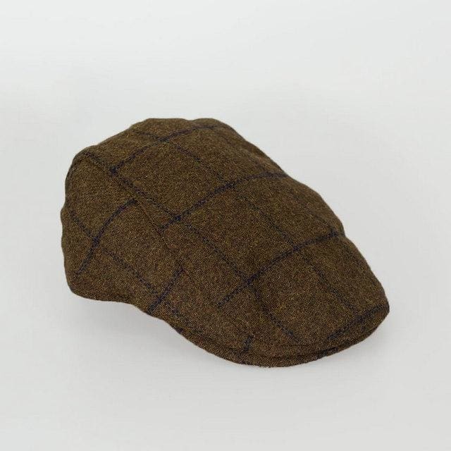 Kemson Tan Check Flat Cap for Men - Stylish Vintage Wool Hat for Casual Outfits & Outdoor Activities