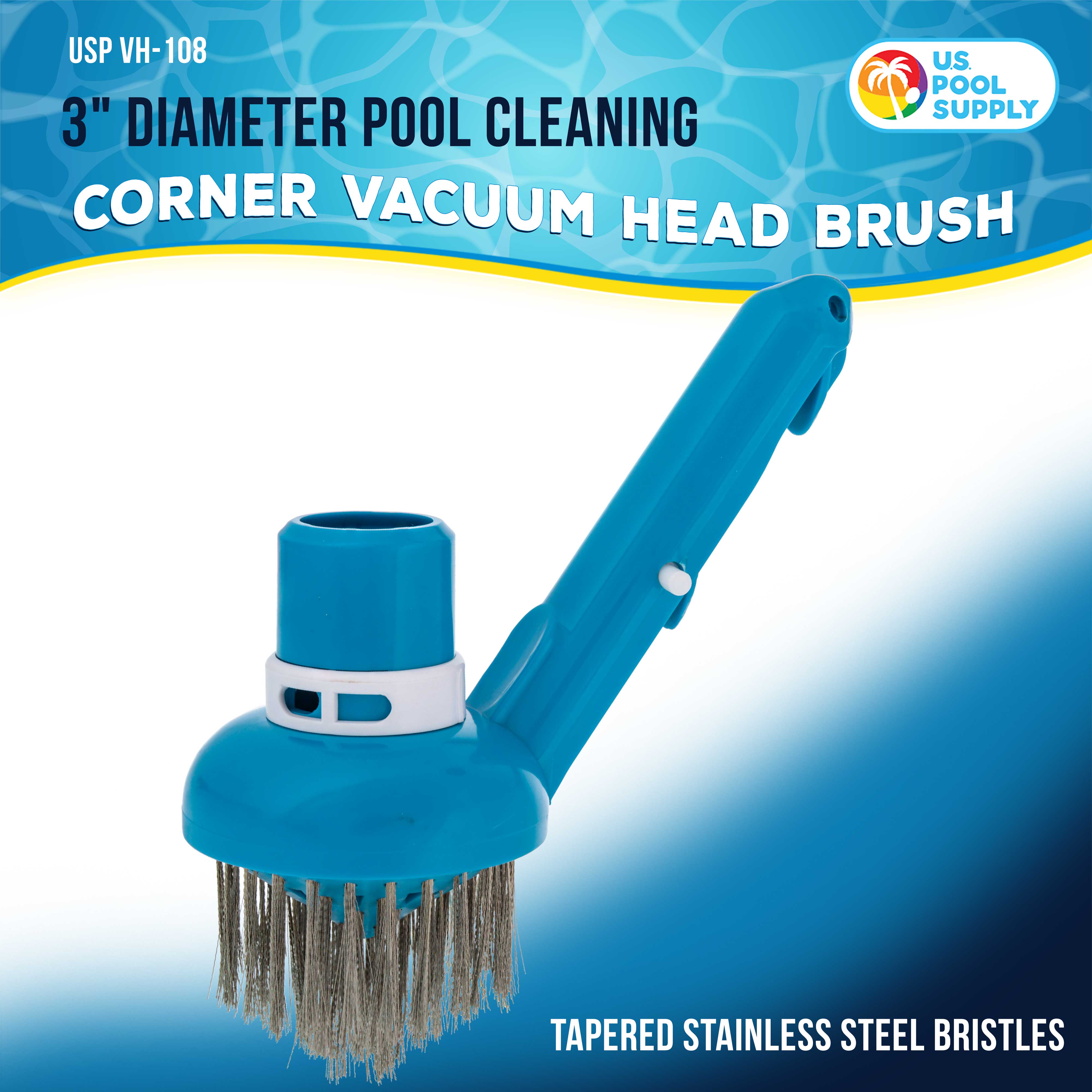 **Stainless Steel Pool Vacuum Head Brush - Adjustable Suction Ring for Calcium, Rust & Stain Removal - Ideal for Concrete & In-Ground Pools**