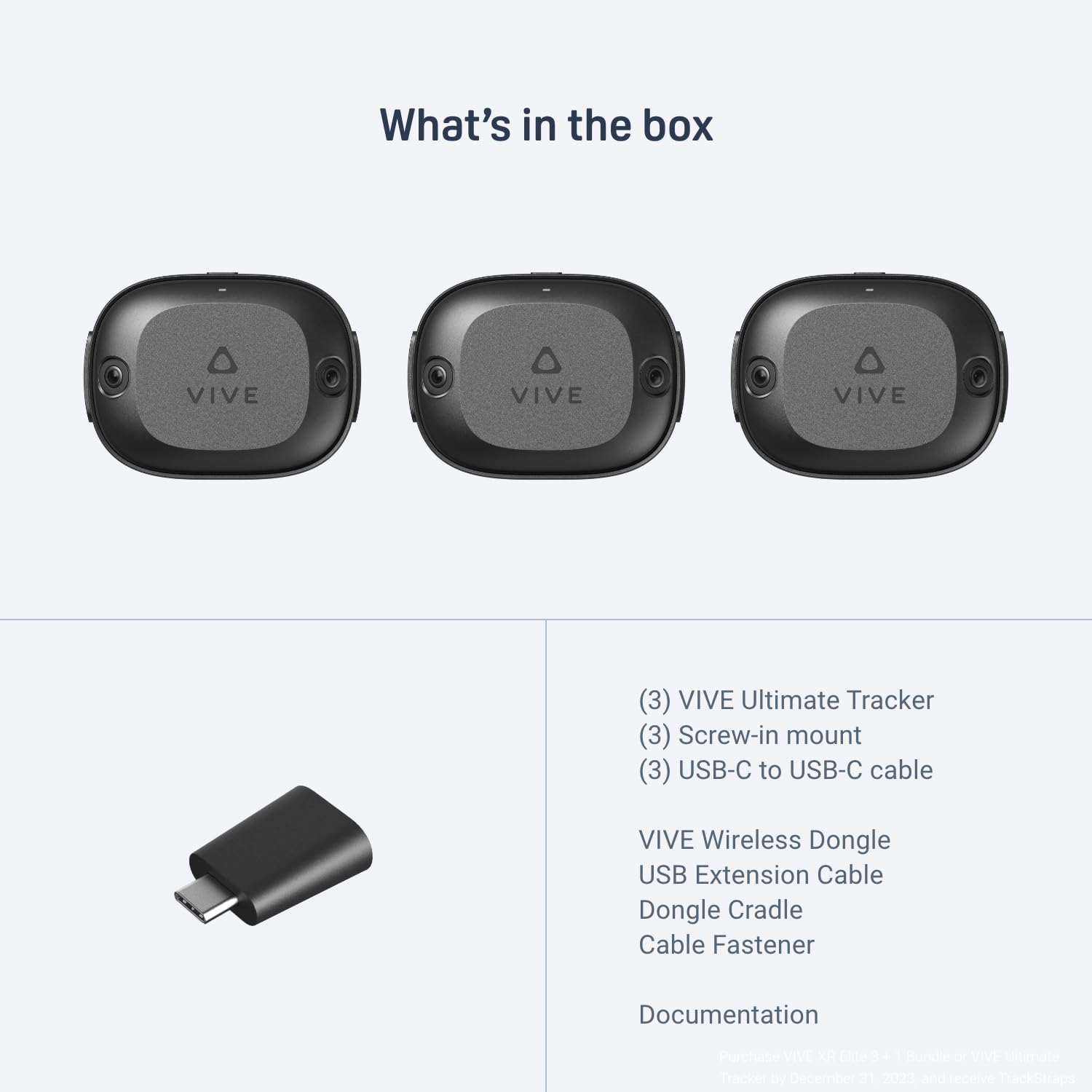 HTC Vive Ultimate Tracker 3 Pack with Dongle - Full Body Motion Tracking for VR - Works with SteamVR, Vive XR Elite & Meta Quest VR Headsets - Perfect for VR Gaming, Fitness & Social Experiences
