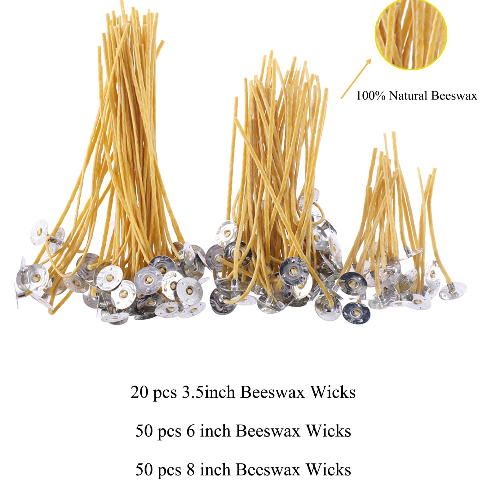 Organic Beeswax Candle Wicks 120 PCS - 3.5