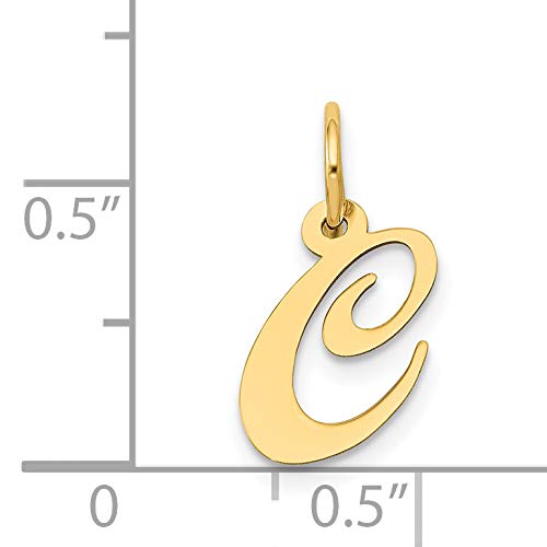 14K Yellow Gold Fancy Script Letter C Initial Charm Pendant - 16x13mm Elegant Monogram Jewelry for Necklace, Bracelet & Gift Giving